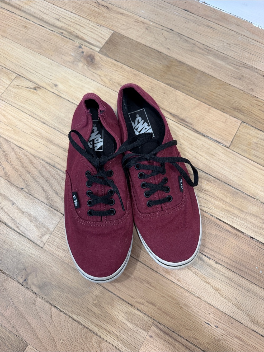 Vans Men’s Authentic Canvas Sneakers in Burgundy with Black Laces